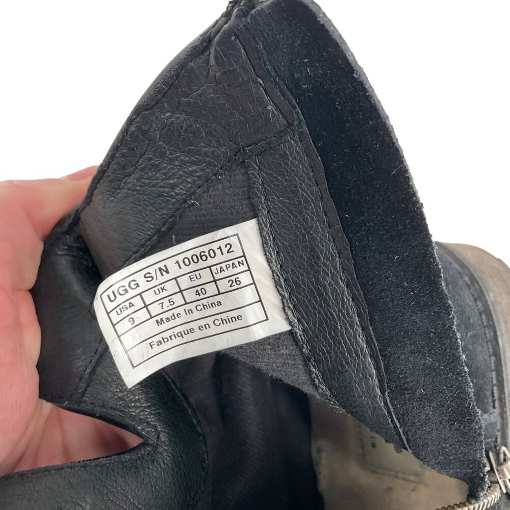 UGG Australia Black Suede Ankle Boots W/ Snakeskin Strap Womens Size 9 Classic - Picture 4 of 12